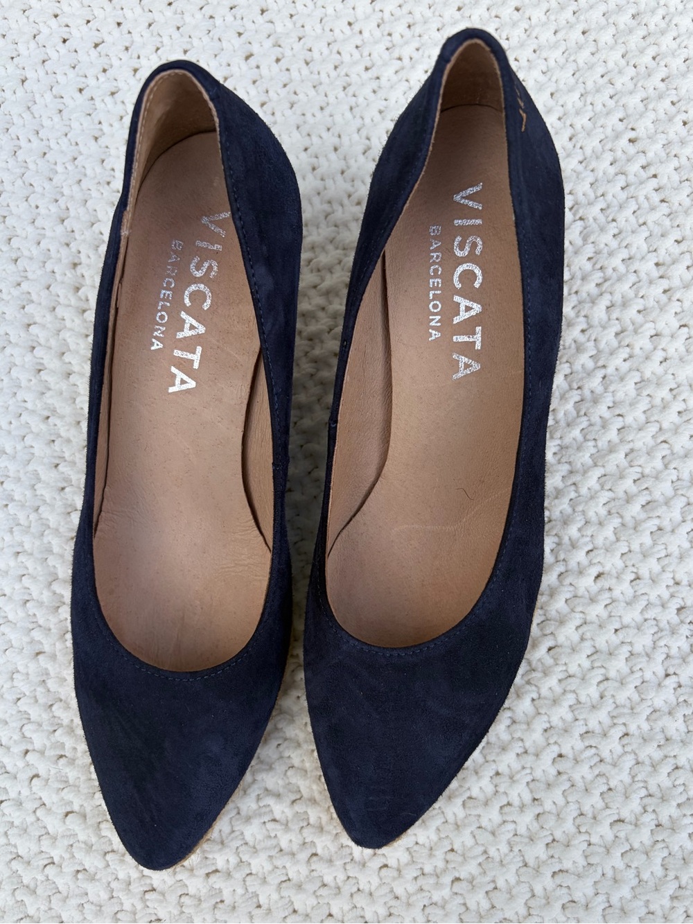 VISCATA Barcelona Navy Suede Espadrille Wedge Pumps EU 38 US 7.5 Made in Spain